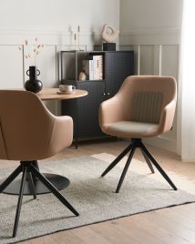 DATAXI Faux Leather Dining Chairs Set of 2 - Sand Beige