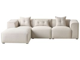 DOAVL Fabric 3 Seater L Shaped Corner Sofa - Light Beige, Left Hand Facing