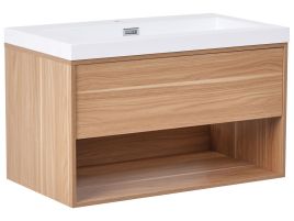 HAVERLEIGH Wall Mounted Vanity Unit with Basin - Light Brown