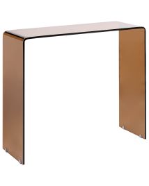 KENLADL Tempered Glass Console Table - Brown