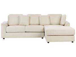 Left Hand Fabric Corner Sofa Light Beige KOHLO