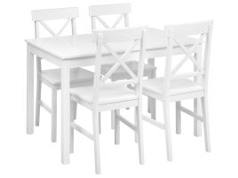 BARELE Dining Set Poplar Wood White 4 Seater
