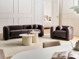 BAYUFA Velvet 4 Seater Sofa Sets - Brown