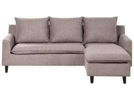 Left Hand Fabric Corner Sofa Taupe ELVENES