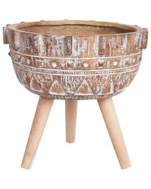 Elevated Plant Pot ASPLENIUM Ceramic 37 cm Light Brown