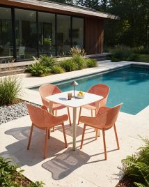 DAFARO Fabric Dining Chairs Set of 2 - Beige