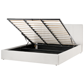 QUESTONE Super Kingsize Fabric Ottoman Storage Bedframe - Light Beige