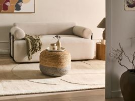 HARGATEWELL Jute Ottoman Pouffe - Taupe