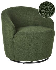 Swivel Armchair DAVIK Boucle Dark Green