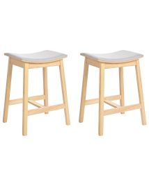 Set of 2 Bar Stools DIXON Wood Light Grey