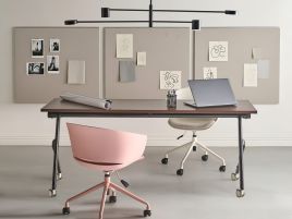 FEXUFA Foldable Office Desk - Dark Brown and Black, 180cm