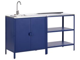 VLIAMA 2 Piece Outdoor Kitchen Set with Sink Metal Cabinet with Open Shelf Blue