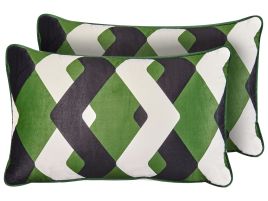 WSAY Set of 2 Outdoor Cushions Geometric Pattern 30 x 50 cm Multicolour