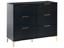MARLSEY Black Chest of Drawers - Large-sized, 6 Drawers, Double