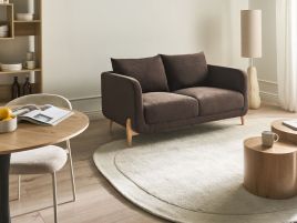 BAGENU Chenille Fabric 2 Seater Sofa - Dark Brown