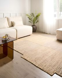 HARGATEWELL Jute Ottoman Pouffe - Taupe