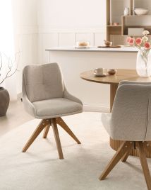 DAPARO Fabric Dining Chairs Set of 2 - Light Beige