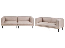 OVRGOD Fabric 3 Seater and 2 Seater Sofa Set - Light Brown
