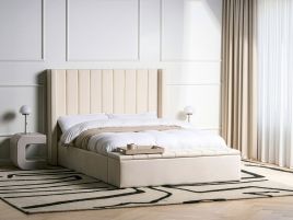 NOVA EU Double Ottoman Velvet Bedframe with Storage Bench - Off White