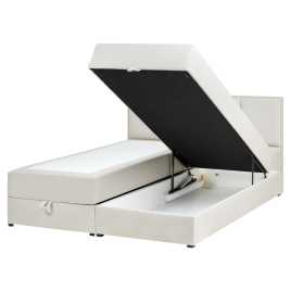AUVRA Kingsize Fabric Divan Bed with Storage - Off-White