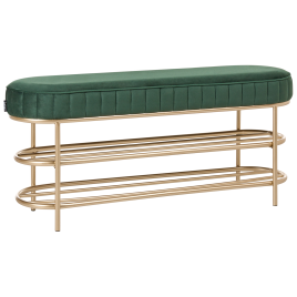 ESLAVION 2 Tier Velvet Shoe Storage Bench - Emerald Green