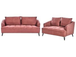 Fabric Sofa Set Burgundy HOBRO