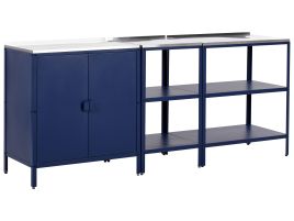 VLIAMA 3 Piece Outdoor Kitchen Set Metal Blue