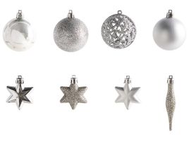 BANDAKOR Set of 102 Christmas Baubles Hanging Ornament Decoration - Silver