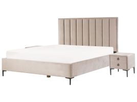 Bedroom Set Velvet SEZANNE 180 x 200 cm (EU Super King) Taupe