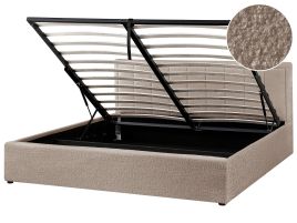 MONTI Ottoman Bedframe Boucle 180 x 200cm EU Super Kingsize Bed Taupe