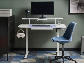 BEKORO Electric Adjustable Standing Office Desk with USB Port - Brown