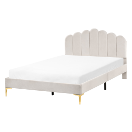 LORYN Double Velvet Bedframe - Off-White