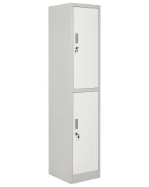 CLARESTON Metal 2-Tier Office Storage Locker Cabinet - Grey with White