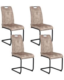 DOLMERE Fabric Dining Chairs - Set of 4 - Taupe