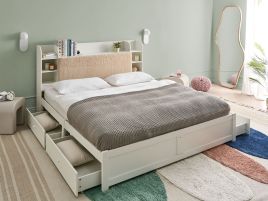 DIRUXO Super Kingsize Ottoman Wooden Bedframe with Storage Drawers - White
