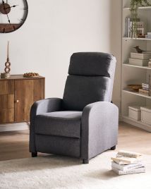 NARUXO Faux Linen Recliner Sofa - Dark Grey