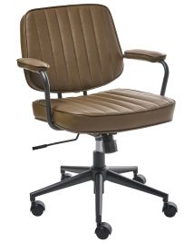 LAMBERLEIGH Faux Leather Office Desk Chair - Brown