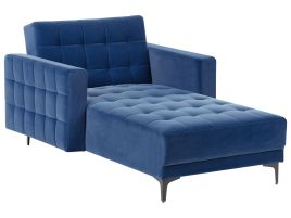 ABERVON Velvet Chaise Lounge Blue