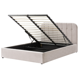 CHALLON Kingsize Fabric Ottoman Storage Bedframe - Beige