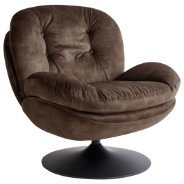 RAVESTONE Velvet Swivel Chair - Dark Brown