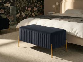 BOHIVO Velvet Ottoman Bench - Dark Brown