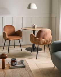 BILARO Fabric Dining Chairs Set of 2 - Brown
