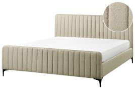 KEWAL Bedframe Boucle 180 x 200cm EU Super Kingsize Bed Beige