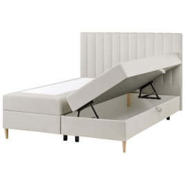 ASERA Kingsize Fabric Divan Bed with Storage - Off-White