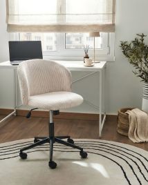 KAVERO Corduroy Office Chair - Off White