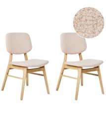 Set of 2 Dining Chairs ELLA Wood Light Beige