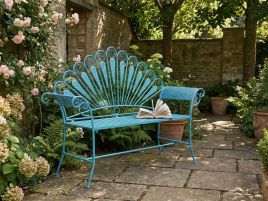 HAVERFORD Metal Garden Benche - Blue