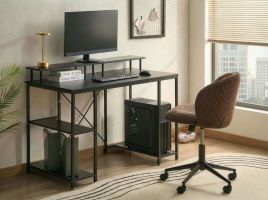 GAXUFA Home Office Desk with Shelves - Black