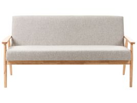 COLBOURNE Fabric 3 Seater Sofa - Grey with light Oak