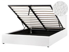 MONTI Ottoman Bedframe Boucle 160 x 200cm EU Kingsize Bed White